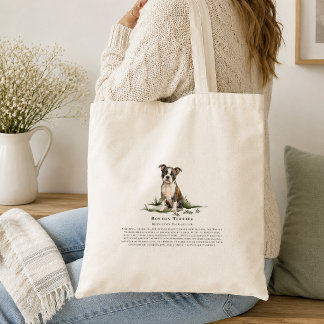 Boston Terrier Dog Watercolor Breed Quote Tote Bag