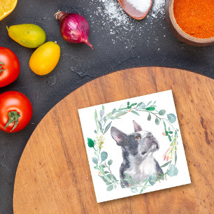 Boston Terrier Dog Watercolor Wreath Ceramic Tile