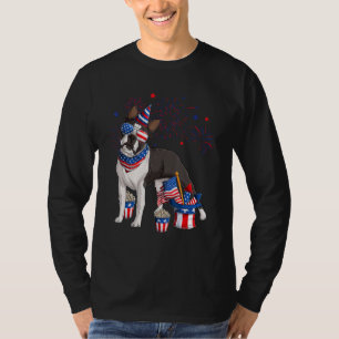 Boston Terrier Dog Wearing 4th of July Sunglasses T-Shirt