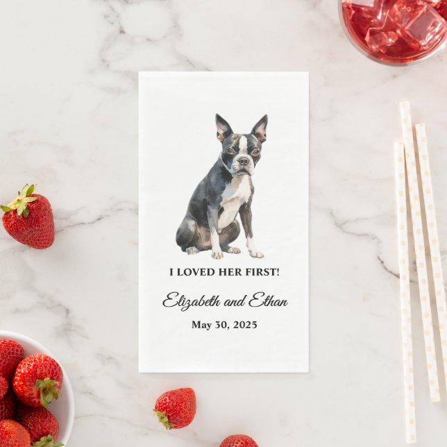 Boston Terrier Dog Wedding Dinner Napkin (Insitu)