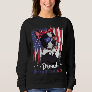 Boston Terrier Dog With Sunglasses American Flag Sweatshirt