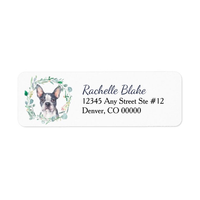 Boston Terrier Dog Wreath Return Address (Front)