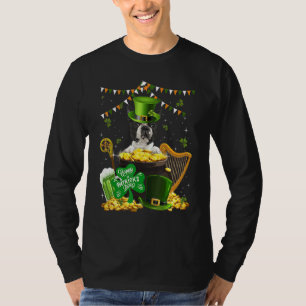 Boston Terrier Dogs Funny Irish Shamrock St Patric T-Shirt