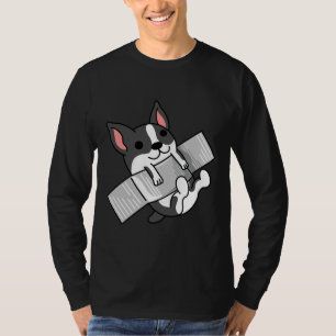 Boston Terrier Duct Taped To Wall T-Shirt