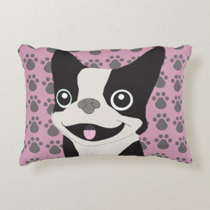 Boston Terrier, Dusty Pink Decorative Cushion