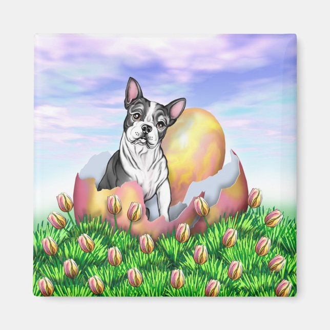 Boston Terrier Easter Surprise Magnet (Front)