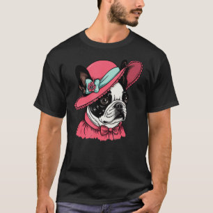 Boston Terrier English Lady Funny Dog Victorian T-Shirt