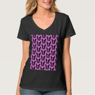 Boston Terrier Face Pop Art In Purple  Purple Bost T-Shirt