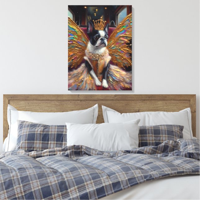 Boston Terrier Fairy Canvas Print (Insitu(Bedroom))