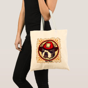 Boston Terrier Firefighter  tote bag