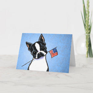 Boston Terrier Flag 4th of July Custom Card
