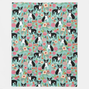 Boston Terrier Floral Blanket - cute vintage flora