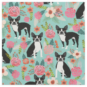 Boston Terrier florals fabric - cute fabric design