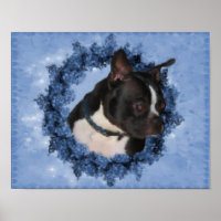Boston Terrier Flowers Dog Art Photo Painting