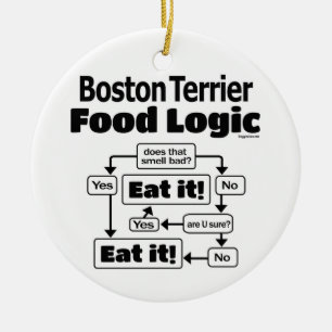 Boston Terrier Food Logic Ceramic Tree Decoration