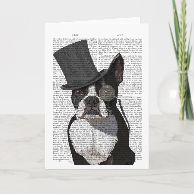 Boston Terrier, Formal Hound and Hat Card (Front)