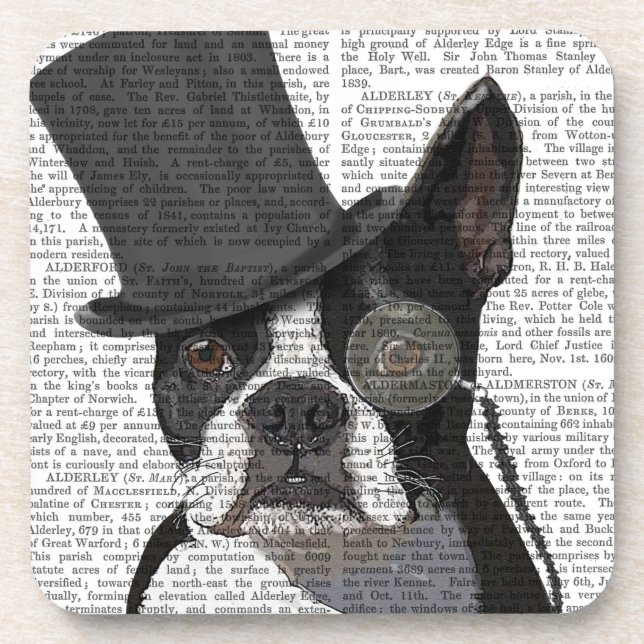 Boston Terrier, Formal Hound and Hat Coaster (Front)