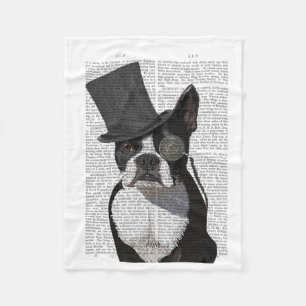 Boston Terrier, Formal Hound and Hat Fleece Blanket