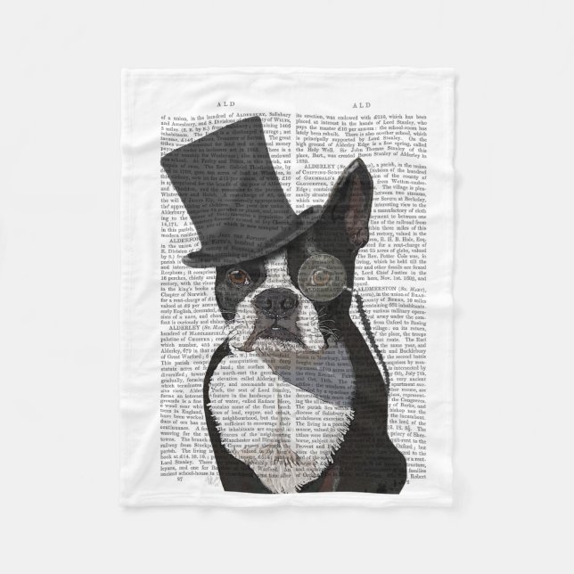 Boston Terrier, Formal Hound and Hat Fleece Blanket (Front)