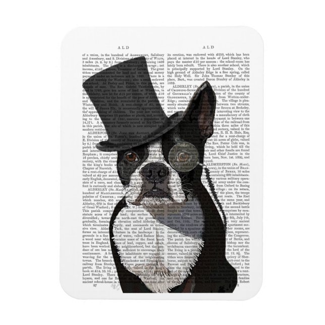 Boston Terrier, Formal Hound and Hat Magnet (Vertical)
