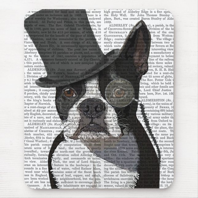 Boston Terrier, Formal Hound and Hat Mouse Pad (Front)