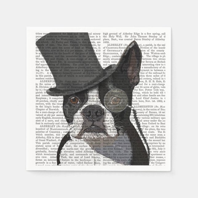 Boston Terrier, Formal Hound and Hat Napkin (Front)