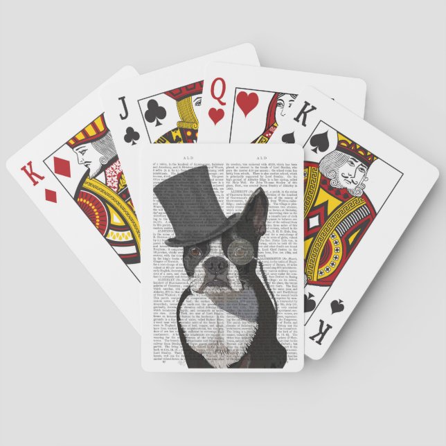 Boston Terrier, Formal Hound and Hat Playing Cards (Back)