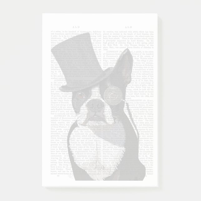 Boston Terrier, Formal Hound and Hat Post-it Notes (Front)
