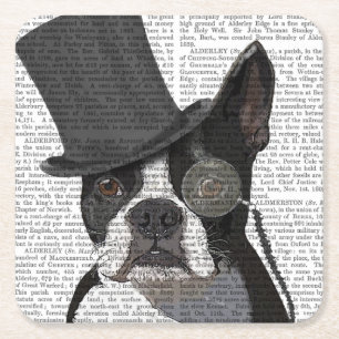 Boston Terrier, Formal Hound and Hat Square Paper Coaster