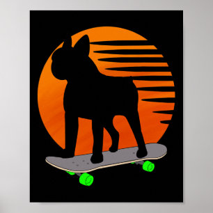 Boston Terrier - French Bulldog Skateboarding Over Poster