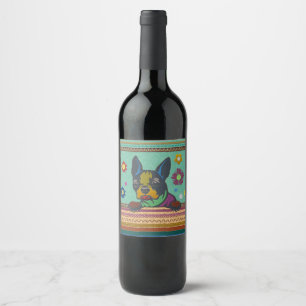 Boston Terrier Fun Scrapbook style Wine Label