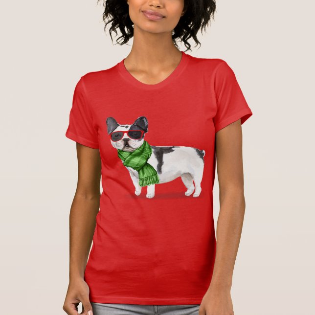 Boston Terrier Funny Christmas Fleas Navidog T-Shi T-Shirt (Front)