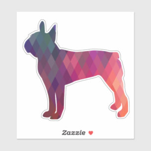 Boston Terrier Geometric Purple Silhouette