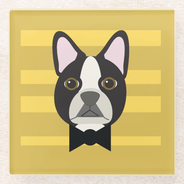 Boston Terrier Glass Coaster (Front)