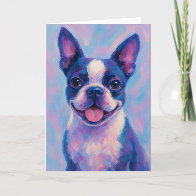 Boston Terrier Greeting Card - Blank Card (Front)