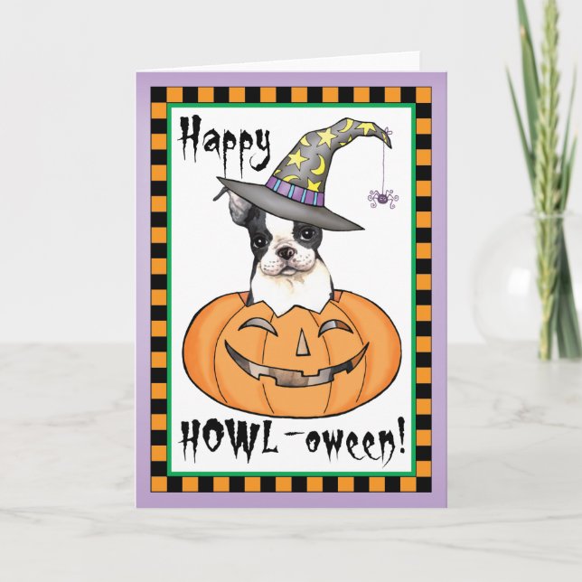 Boston Terrier Halloween Card (Front)