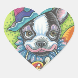 BOSTON TERRIER HALLOWEEN CLOWN STICKER SHEET Heart