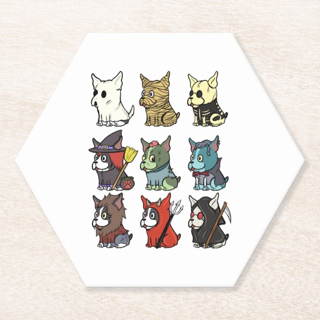 Boston Terrier Halloween Costume Paper Coaster (Front)