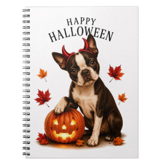 Boston Terrier Halloween Devil Dog Notebook