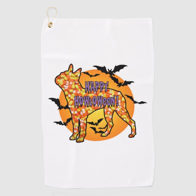 Boston Terrier Halloween Golf Towel (Front)