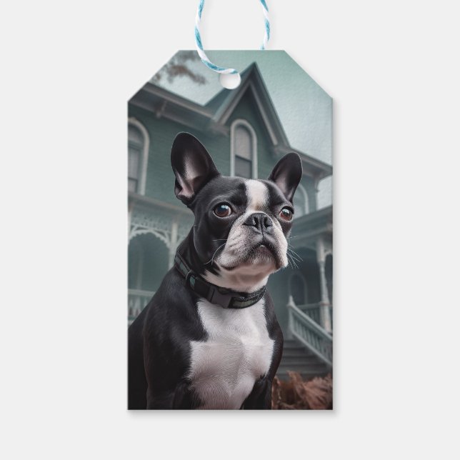 Boston Terrier Halloween Scary Gift Tags (Front)