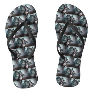 Boston Terrier Halloween Scary Jandals