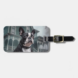 Boston Terrier Halloween Scary Luggage Tag