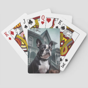 Boston Terrier Halloween Scary Playing Cards
