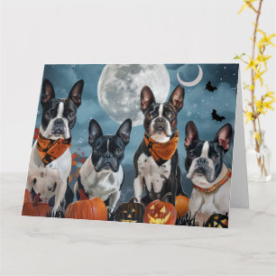 boston terrier Halloween Spooky Card