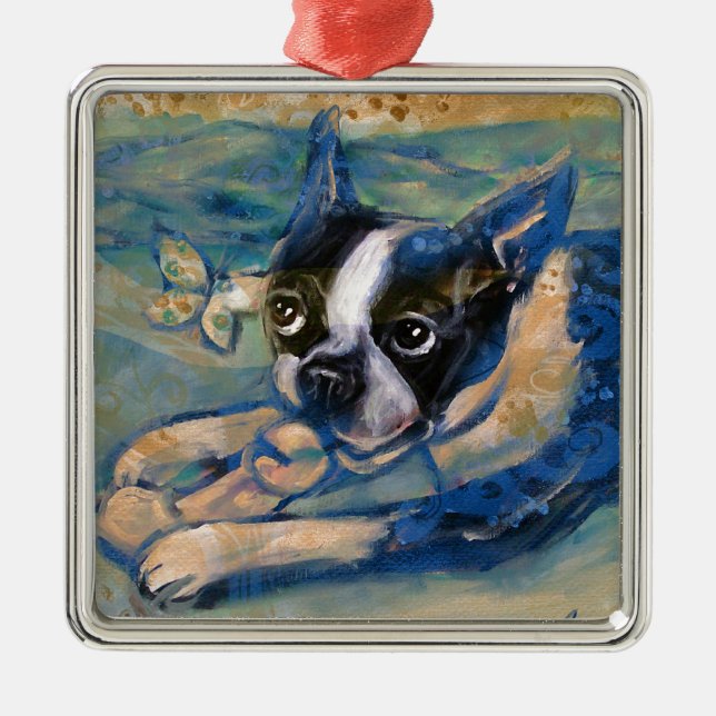 Boston Terrier happiness tribute Metal Tree Decoration (Front)