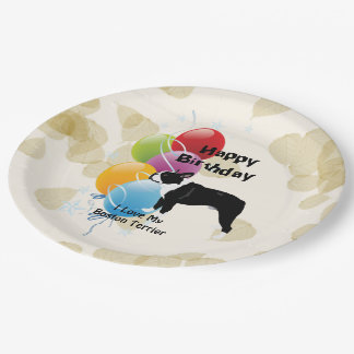 Boston Terrier Happy Birthday Decor Paper Plate