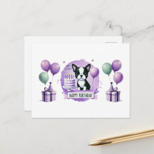 Boston Terrier Happy Birthday Postcard