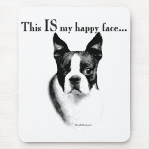 Boston Terrier Happy Face Mouse Pad
