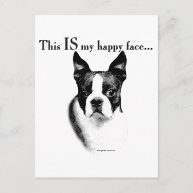 Boston Terrier Happy Face Postcard (Front)